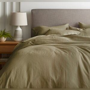 Quince European Linen Duvet Cover, Full/Queen In Aloe, MSRP $160, New!